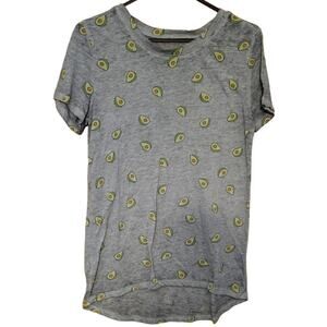 Zoe + Liv Gray Crew Neck Lightweight Short Sleeve Avocado T-Shirt -‎ size S